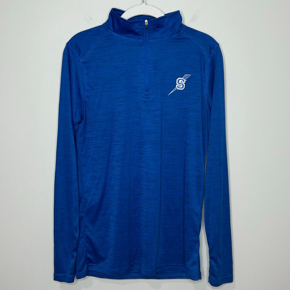 BSN Sports Blue Performance 1/4 Zip Pullover Sz. L Saratoga Springs Blue Streaks
